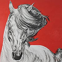'White Magic I' (2014) - Original Thai Expressionist Horse Painting
