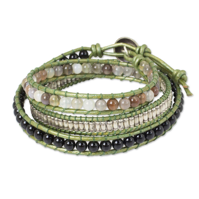 Hill Tribe Silver and Gemstone Handmade Wrap Bracelet
