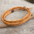Men's leather wrap bracelet, 'Double Hug' - Golden Brown Leather Braid Wrap Bracelet for Men thumbail