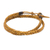 Men's leather wrap bracelet, 'Double Hug' - Golden Brown Leather Braid Wrap Bracelet for Men thumbail