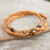 Men's leather wrap bracelet, 'Double Hug' - Golden Brown Leather Braid Wrap Bracelet for Men (image 2b) thumbail