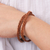 Men's leather wrap bracelet, 'Double Hug' - Golden Brown Leather Braid Wrap Bracelet for Men (image 2d) thumbail