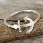 Sterling silver band ring, 'Anchor of Hope' - Thai Artisan Jewelry Sterling Silver Anchor Ring