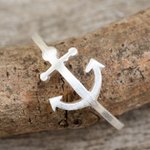 Sterling silver band ring, 'Anchor of Hope' - Thai Artisan Jewelry Sterling Silver Anchor Ring
