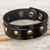 Men's leather wristband bracelet, 'Rustic Black' - Handcrafted Thai Black Leather Bracelet for Men