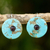 Calcite and garnet drop earrings, 'Bohemian Moons' - Garnet on Turquoise Color Calcite Hand Made Earrings (image 2) thumbail