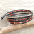 Jasper wrap bracelet, 'Hill Tribe Explorer' - Jasper and Silver on Artisan Crafted Leather Wrap Bracelet thumbail