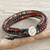 Jasper wrap bracelet, 'Hill Tribe Explorer' - Jasper and Silver on Artisan Crafted Leather Wrap Bracelet (image 2b) thumbail