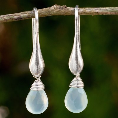 Chalcedony dangle earrings, 'Sky Glamour' - Chalcedony and Sterling Silver Dangle Earrings