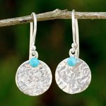 Sterling silver dangle earrings, 'Blue Harvest Moon' - Artisan Crafted Jewelry Sterling Silver and Calcite Earrings