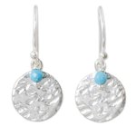 Sterling silver dangle earrings, 'Blue Harvest Moon' - Artisan Crafted Jewelry Sterling Silver and Calcite Earrings