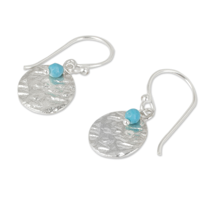 Sterling silver dangle earrings, 'Blue Harvest Moon' - Artisan Crafted Jewelry Sterling Silver and Calcite Earrings