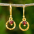 Gold plated garnet dangle earrings, 'Rustic Modern' - Gold Plated Sterling Silver Earrings with Garnet (image 2) thumbail