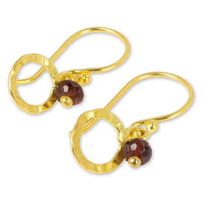 Vergoldete Granat-Ohrhänger - Vergoldete Ohrringe aus Sterlingsilber mit Granat