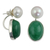 Cultured pearl and quartz drop earrings, 'Moonlit Iridescence' - White Pearls and Green Quartz Earrings from Thailand thumbail