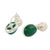 Aretes colgantes de cuarzo y perlas cultivadas - Pendientes de Perlas Color Durazno y Cuarzo Verde de Tailandia