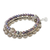 Cultured pearl and smoky quartz stretch bracelet, 'Iridescent Sea' - Smokey Quartz and Pearl Stretch Bracelet with Silver Charm
