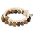 Cultured pearl and agate stretch bracelet, 'Iridescent Forest' - Pearl and Agate Bracelet with Silver Elephant Charm (image 2b) thumbail