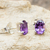 Amethyst stud earrings, 'Sparkling' - Amethyst Stud Earrings Sterling Silver Thai Jewelry (image 2) thumbail