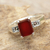 Onyx and marcasite cocktail ring, 'Rose Wine' - Thai Marcasite and Red Onyx Cocktail Ring thumbail
