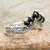 Onyx and marcasite band ring, 'Princess Crown' - Handcrafted Onyx and Silver Ring with Marcasites (image 2b) thumbail