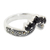 Onyx and marcasite band ring, 'Princess Crown' - Handcrafted Onyx and Silver Ring with Marcasites (image 2c) thumbail