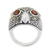 Marcasite and garnet cocktail ring, 'Owl Sparkles' - Owl Theme Handcrafted Marcasite and Garnet Cocktail Ring thumbail