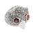 Marcasite and garnet cocktail ring, 'Owl Sparkles' - Owl Theme Handcrafted Marcasite and Garnet Cocktail Ring (image 2d) thumbail