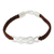 Leather and sterling silver braided bracelet, 'Forever Entwined' - Sterling Silver and Brown Leather Bracelet from Thailand (image 2a) thumbail