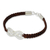 Leather and sterling silver braided bracelet, 'Double Brown Infinity' - Brown Leather Hand Braided Bracelet with Silver (image 2b) thumbail