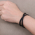 Men's tiger's eye and leather wrap bracelet, 'Double Ebony' - Mens Hand Braided Black Leather Wrap Bracelet (image 2c) thumbail