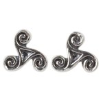 Sterling silver stud earrings, 'Celtic Spiral' - Celtic Inspired Artisan Crafted Silver Spiral Stud Earrings
