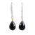 Gold accent onyx dangle earrings, 'Effortless Glam' - Black Onyx Artisan Crafted Gold Accent Earrings thumbail