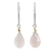 Gold accent chalcedony dangle earrings, 'Effortless Pink Glam' - Silver Handcrafted Pink Chalcedony Gold Accent Earrings thumbail