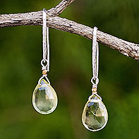 Gold accent quartz dangle earrings, 'Effortless Glam'