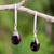Gold accent garnet dangle earrings, 'Effortless Glam' - Garnet Gold Accent Artisan Crafted Silver Earrings thumbail