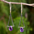 Amethyst dangle earrings, 'Justice' - Amethyst Dangle Earrings with Contrasting Finishes (image 2) thumbail
