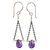 Amethyst dangle earrings, 'Justice' - Amethyst Dangle Earrings with Contrasting Finishes thumbail