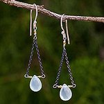 Handmade Dangle Earrings with Blue Chalcedony, 'Justice'