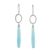 Blue chalcedony dangle earrings, 'Exhilarated' - Blue Chalcedony Dangle Earrings with Hammered Silver (image 2a) thumbail
