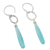 Blue chalcedony dangle earrings, 'Exhilarated' - Blue Chalcedony Dangle Earrings with Hammered Silver (image 2b) thumbail