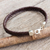 Braided leather bracelet, 'Assertive in Brown' - Thai Brown Leather Braided Bracelet with Silver Clasp (image 2b) thumbail