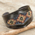 Leather and cotton cuff bracelet, 'Karen Cross Stitch' - Handcrafted Leather Bracelet with Karen Tribe Embroidery