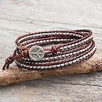 Silver wrap bracelet, 'Hill Tribe Boheme'