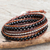 Onyx wrap bracelet, 'Hill Tribe Boheme' - Onyx Beads on Brown Leather Wrap Bracelet from Thailand (image 2b) thumbail