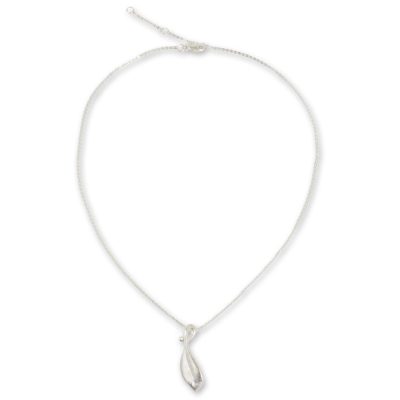 Sterling silver pendant necklace, 'Solitary Leaf' - Thai Artisan Crafted Leaf Theme Silver 925 Necklace