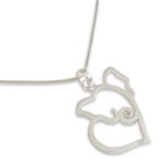 Sterling silver heart necklace, 'Elephant Heart' - Thailand Handcrafted Sterling Silver Elephant Necklace