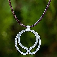 Sterling silver pendant necklace, 'Moon Embrace'