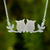 Sterling silver pendant necklace, 'Owls in Love' - Handcrafted Thai Silver Owl Theme Necklace thumbail