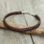 Men's leather macrame bracelet, 'Essence of Style in Brown' - Men's Bracelet Handmade in Brown Leather and Silver (image 2) thumbail